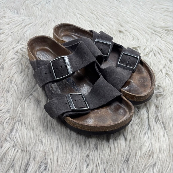 Birkenstock Shoes - Birkenstock Women's 38 US 7 Gray Suede Arizona Sandals Boho Comfort